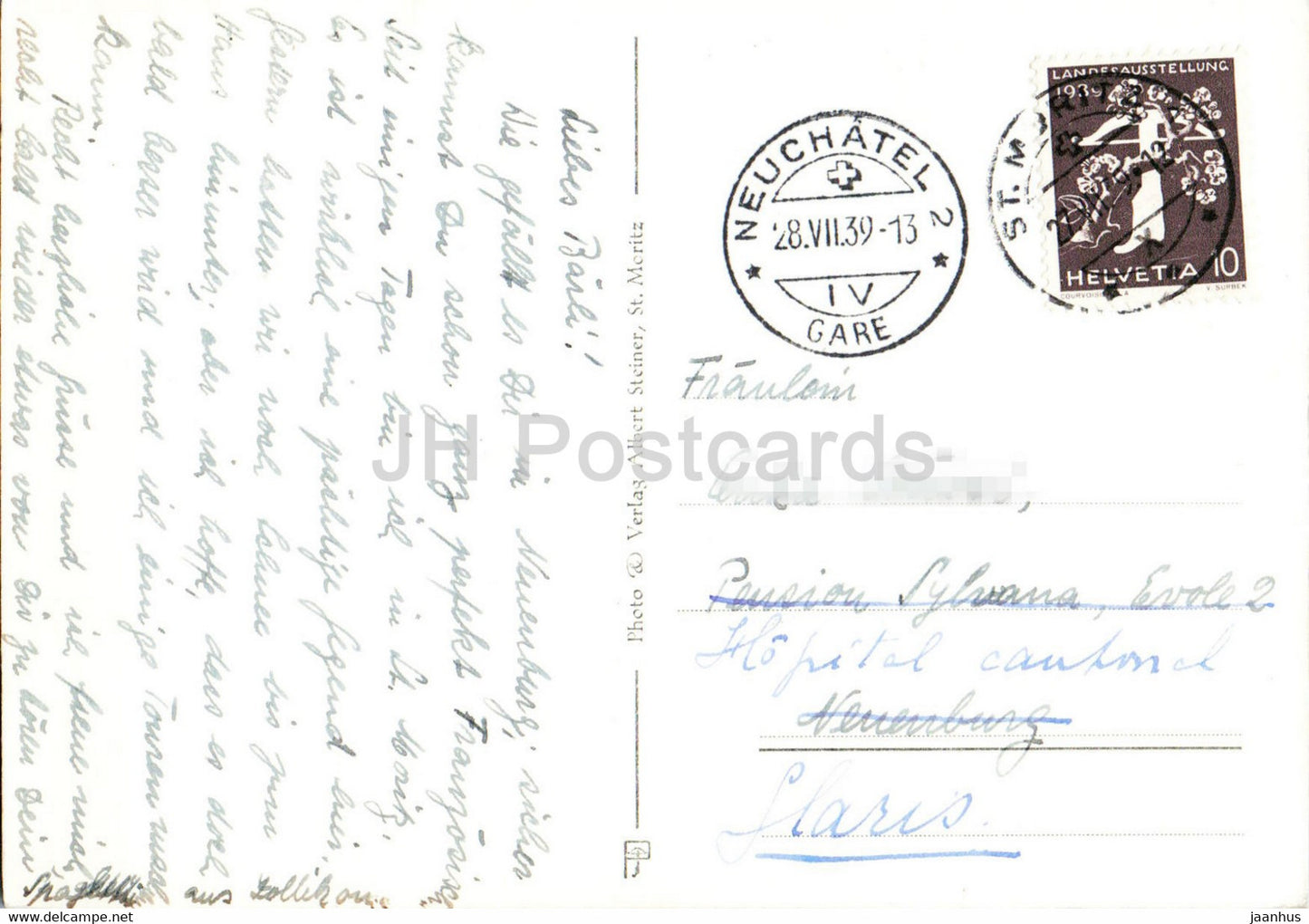 St Moritzersee u St Moritz Bad - 5215 - carte postale ancienne - 1939 - Suisse - utilisé