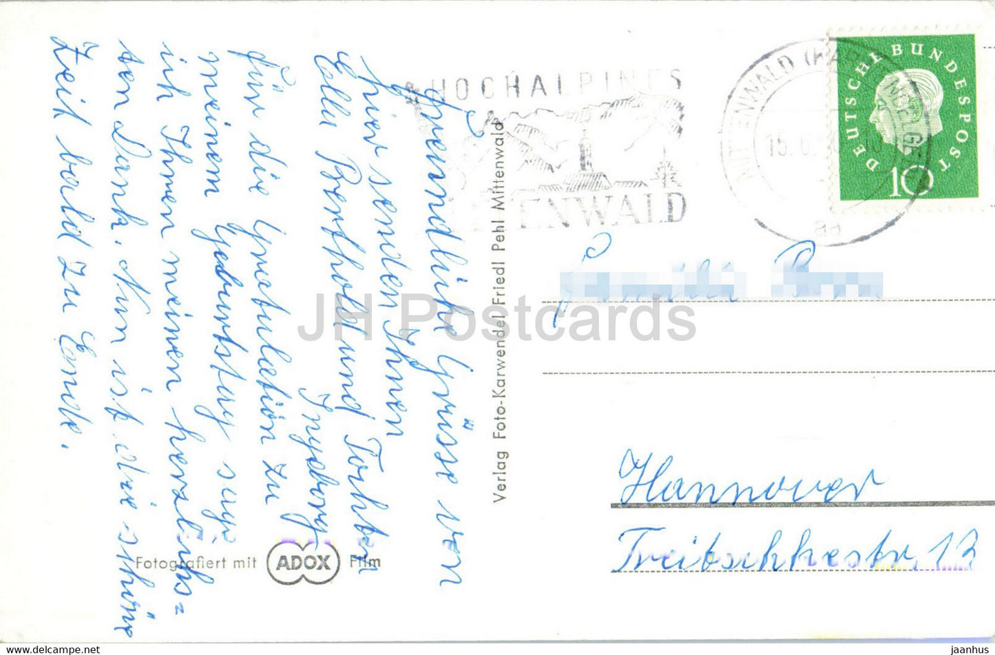 Lautersee mit Karwendel 2385 m - old postcard - 1966 - Germany - used