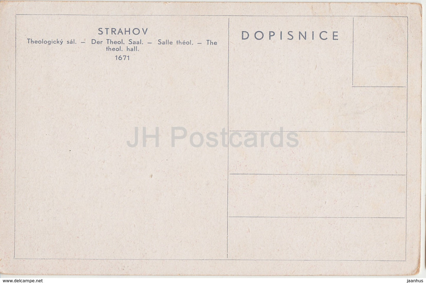 Strahov - Theologicky sal - The Theological Hall - 1671 - old postcard - Czech Republic - unused