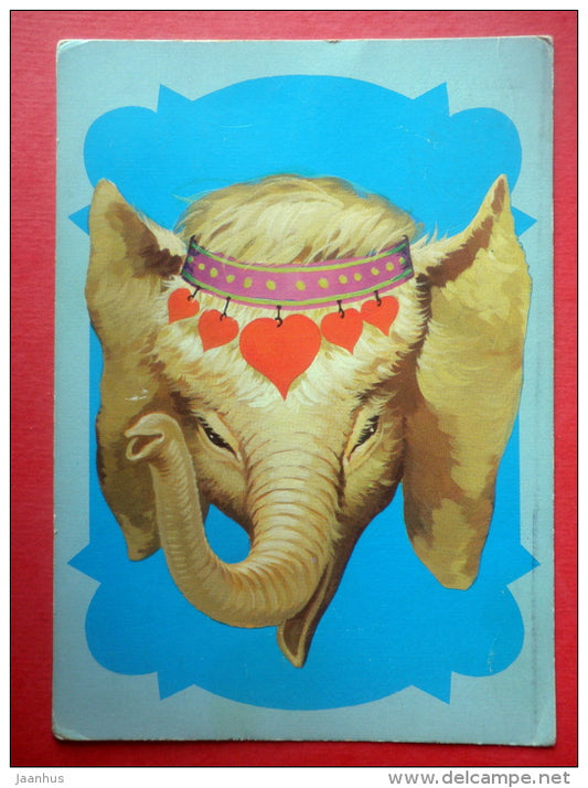 illustration - elephant - folk costumes - 1152/6 - Finland - sent from Finland Rauma to Estonia USSR 1973 - JH Postcards