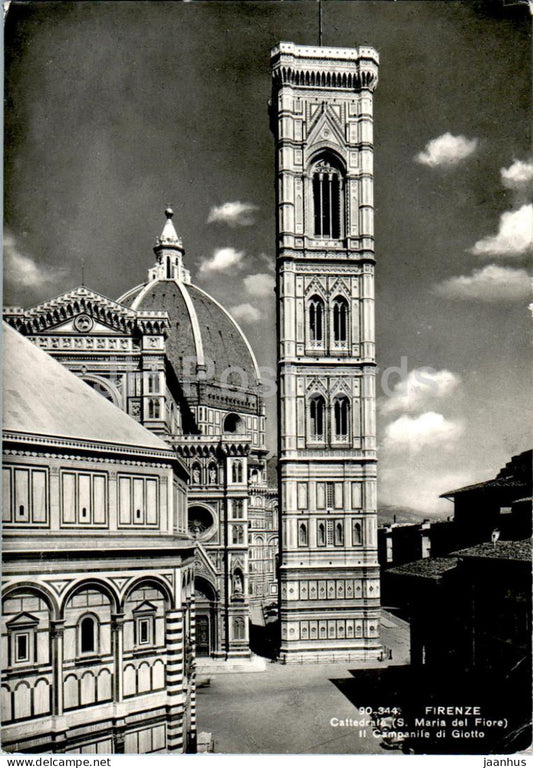 Firenze - Florence - Cattedrale - Il Campanile di Giotto - cathedral - belfry by Giotto - 1962 - Italy - used - JH Postcards