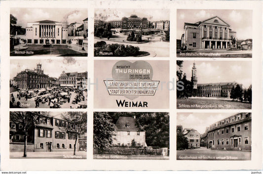 Weimar - Weimar Halle - Museum - Markt - Schillerhaus - old postcard - 1941 - Germany - used - JH Postcards
