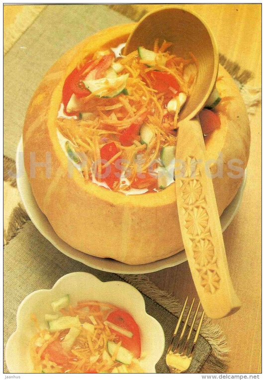 pickled pumpkin - Dishes from Pumpkin - recepies - 1991 - Russia USSR - unused - JH Postcards