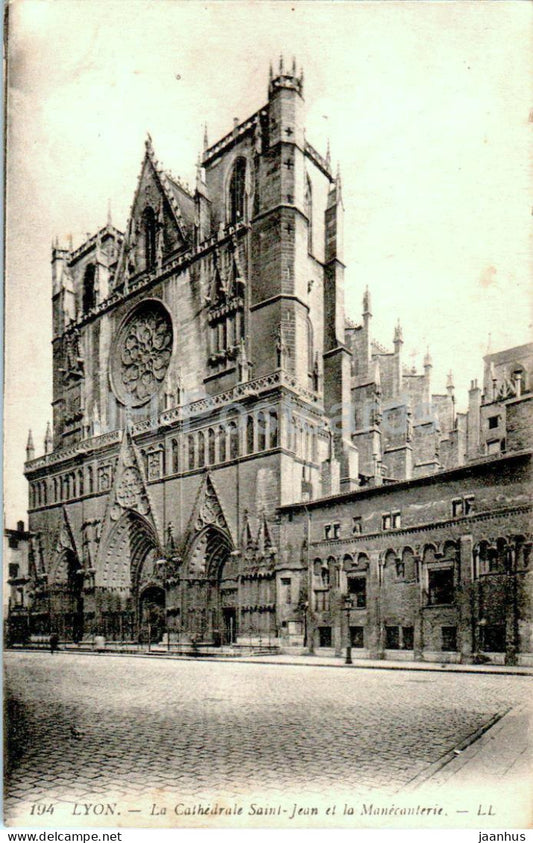 Lyon - La Cathedrale Saint Jean et la Manecanterie - cathedral - 194 - old postcard - 1919 - France - used - JH Postcards