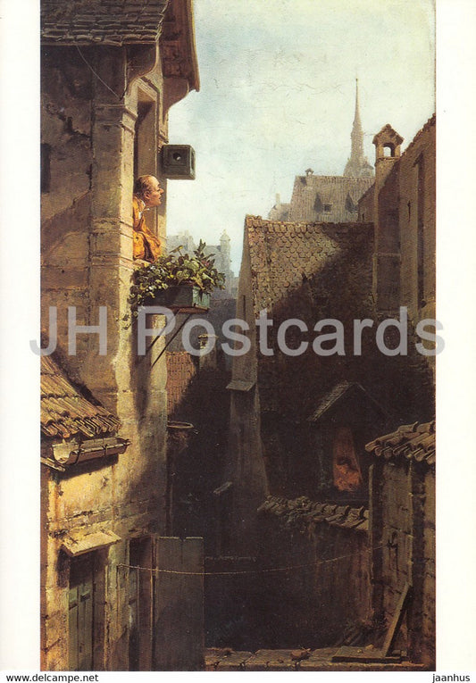 painting by Carl Spitzweg - Ein Hypochonder - A hypochondriac - German art - Germany - unused - JH Postcards