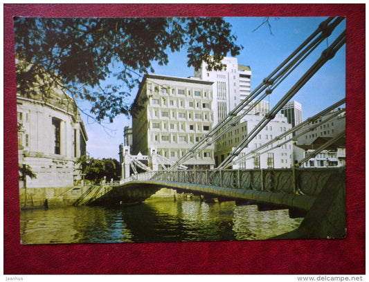 Singapore river - commercial banking - bridge - Singapore - unused - JH Postcards