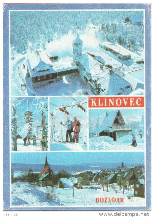 Klinovec - Krusne Hory - Bozi Dar - ski resort - Czechoslovakia - Czech - used 1987 - JH Postcards