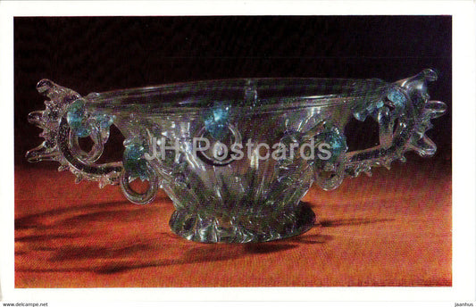 Bowl of transparent greenish glass - Spanish Glass in Hermitage - Spanish art - 1970 - Russia USSR - unused - JH Postcards