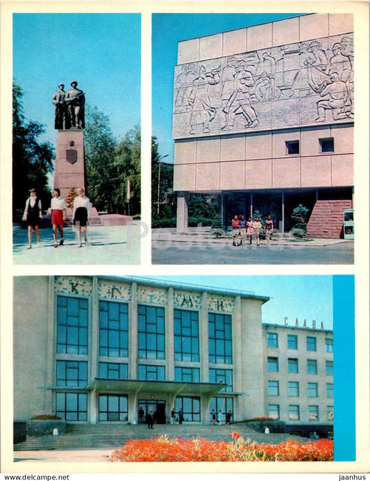 Bishkek - Frunze - monument to the heroes of Civil War and WWII - Frunze Museum - 1974 - Kyrgyzstan USSR - unused - JH Postcards