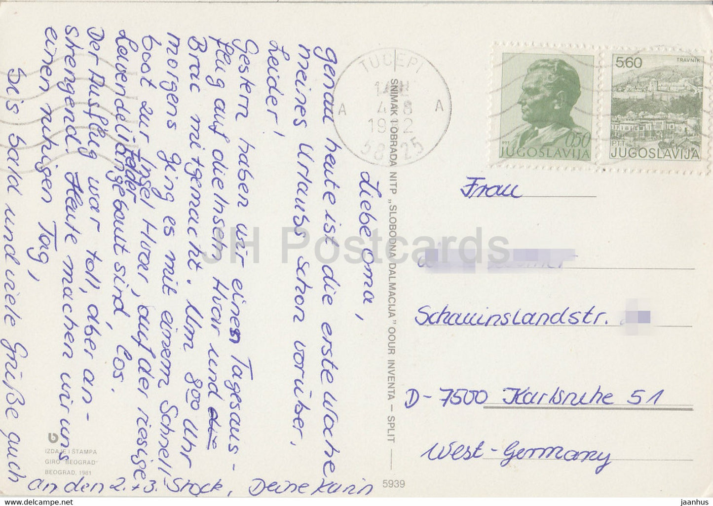 T hoteli - Hotel - Segelboot - Architektur - 5939 - 1982 - Jugoslawien - gebraucht