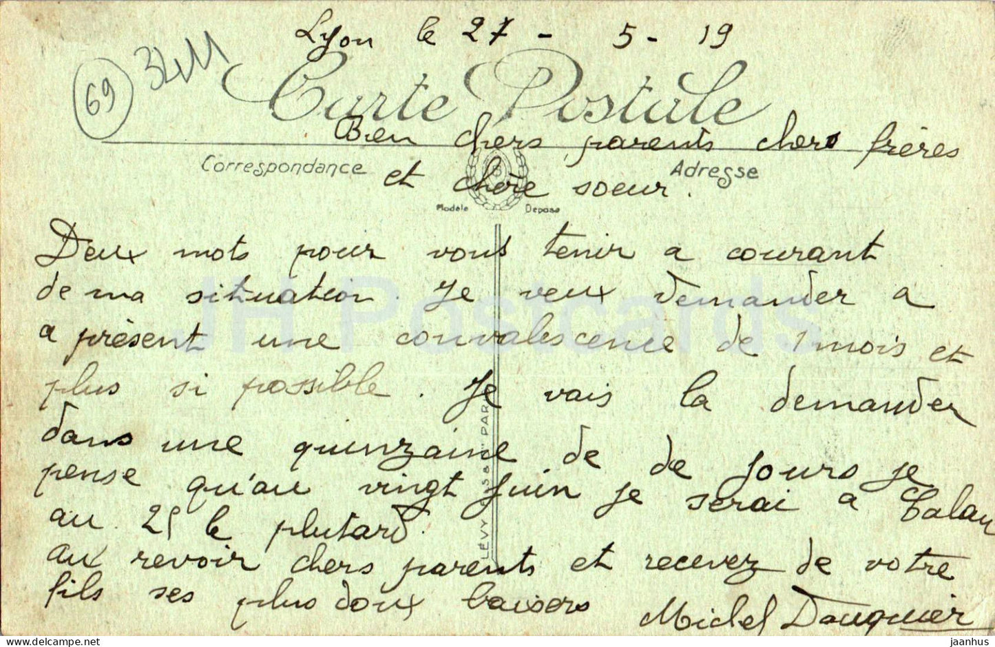 Lyon - La Cathedrale Saint Jean et la Manecanterie - cathedral - 194 - old postcard - 1919 - France - used