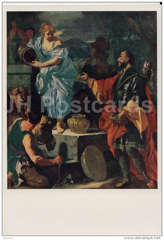 painting by Francesco Solimena - Rebecca at the Well - Italian art - old postcard - Russia USSR - unused - JH Postcards