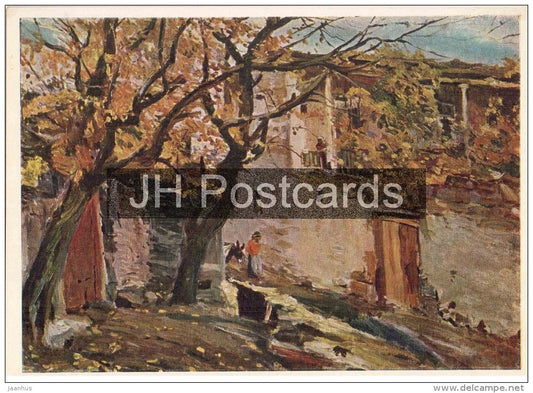 painting by Dmitriy Nalbandyan - Ashtarak in Armenia . Autumn , 1963 - armenian art - unused - JH Postcards