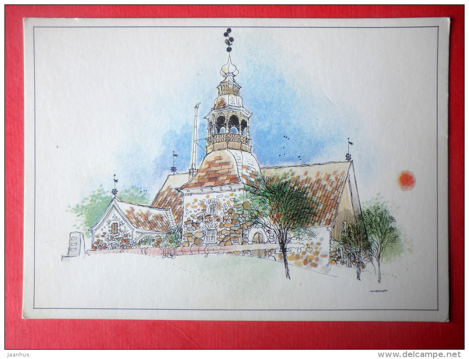 illustration - Uusikaupunki - The Old Church - 5240/4 - Finland - circulated in Finland - JH Postcards