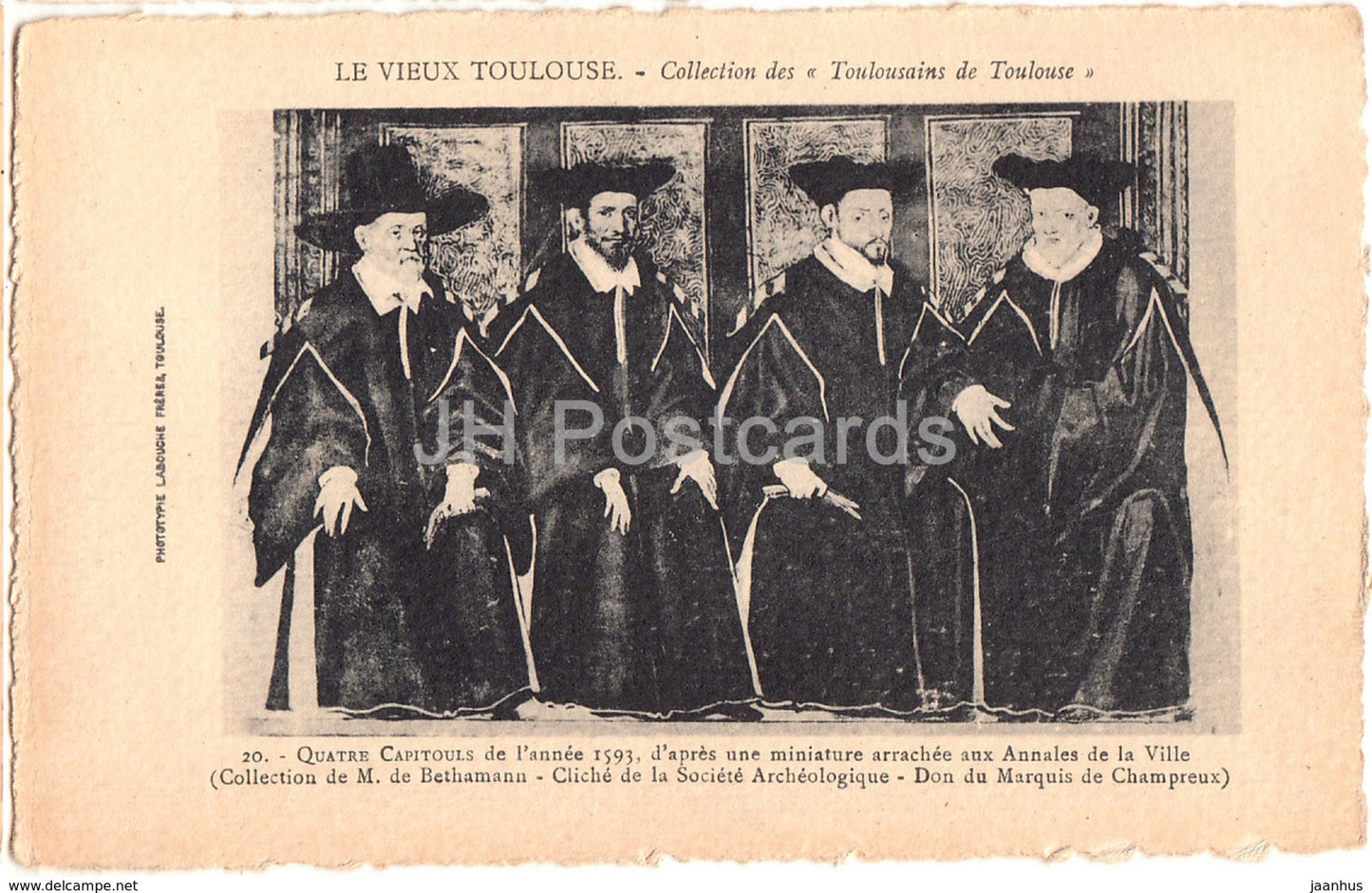 Le Vieux Toulouse - Quatre Capitouls - 20 - old postcard - France - unused - JH Postcards