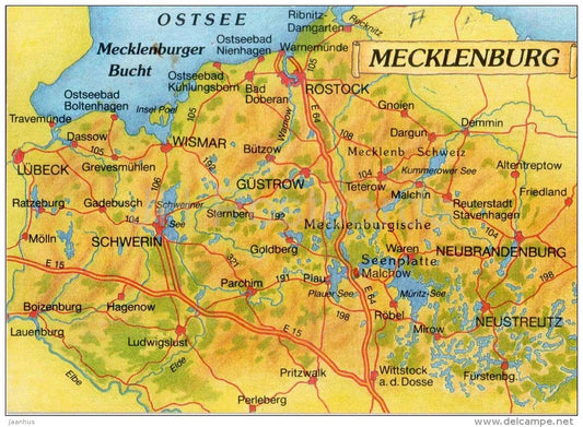 Mecklenburg Karte - map - Germany - 1994 gelaufen - JH Postcards