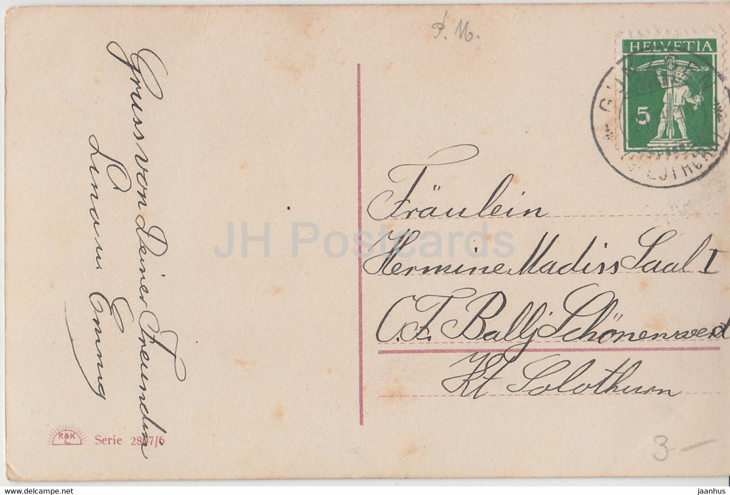 Carte de vœux de Noël - Innige Weihnachtsgrusse - fille - fenêtre R &amp; KL - Série 2807/6 - carte postale ancienne - Allemagne - d'occasion