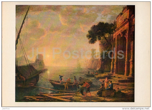 painting by Claude Lorrain - Morning in a Harbour , 1649 - boat - French art - 1980 - Russia USSR - unused - JH Postcards