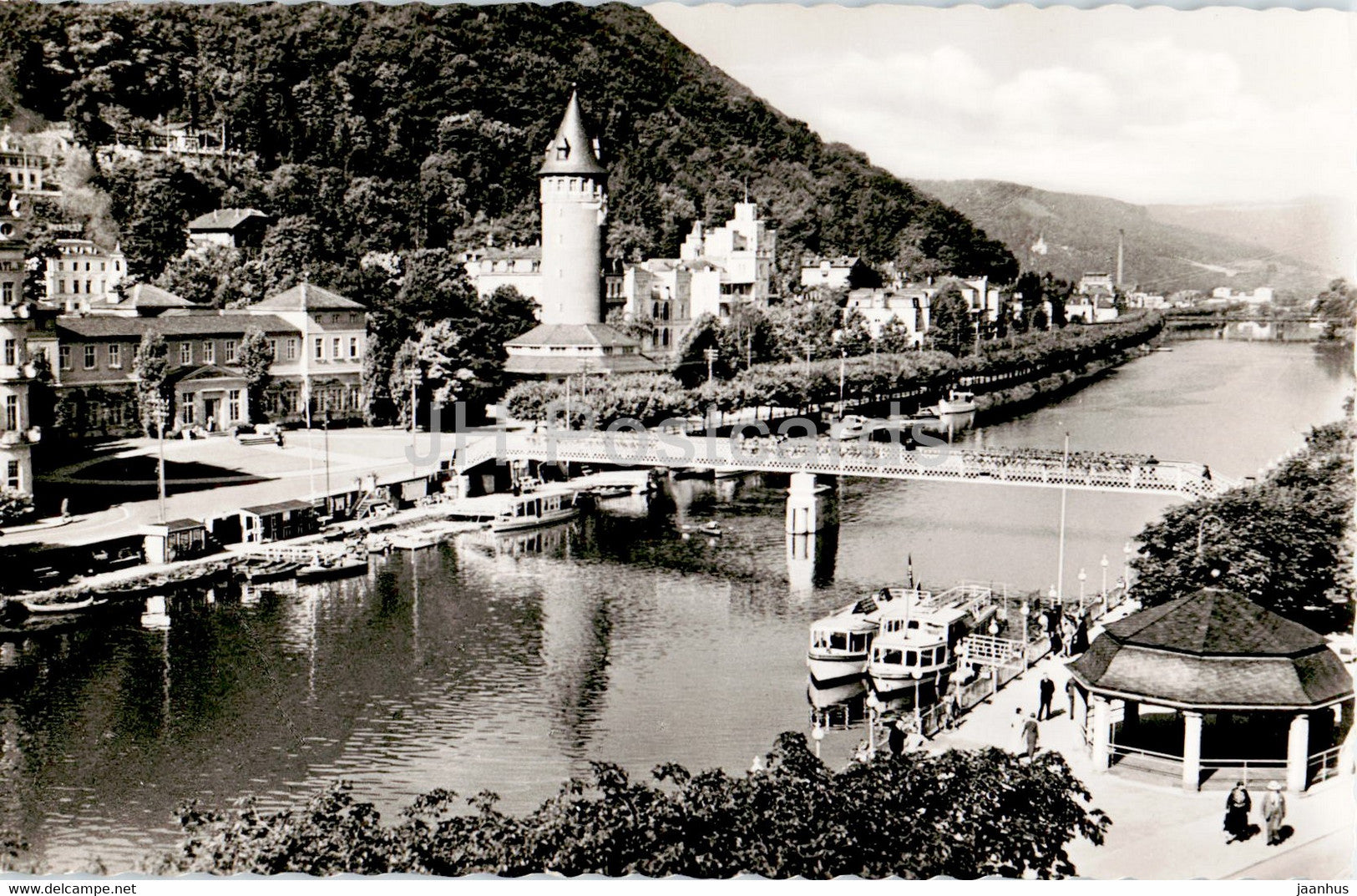 Bad Ems - Ausblick vom Hotel zum Lowen - bridge - old postcard - 1954 - Germany - used - JH Postcards