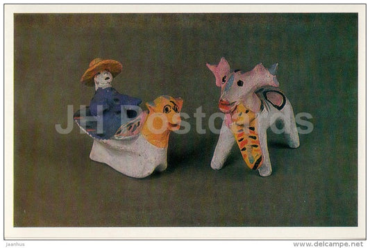 Toys , Arkhangelsk Region - Russian Folk Toys - 1984 - Russia USSR - unused - JH Postcards