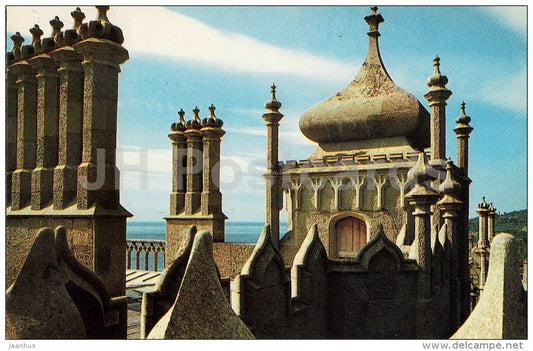 Sections of chimneys, pinnacles, roof tines - Alupka Palace Museum - Crimea - 1989 - Ukraine USSR - unused - JH Postcards