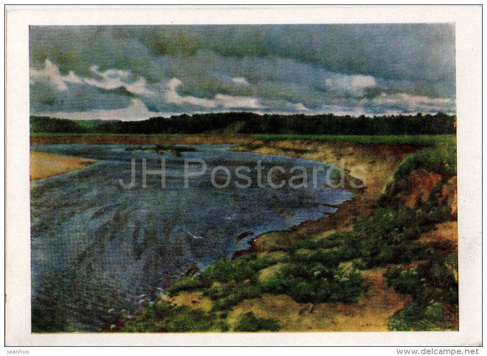 painting by I. Ostroukhov - 1 - Siverko , 1890 - river - russian art - unused - JH Postcards