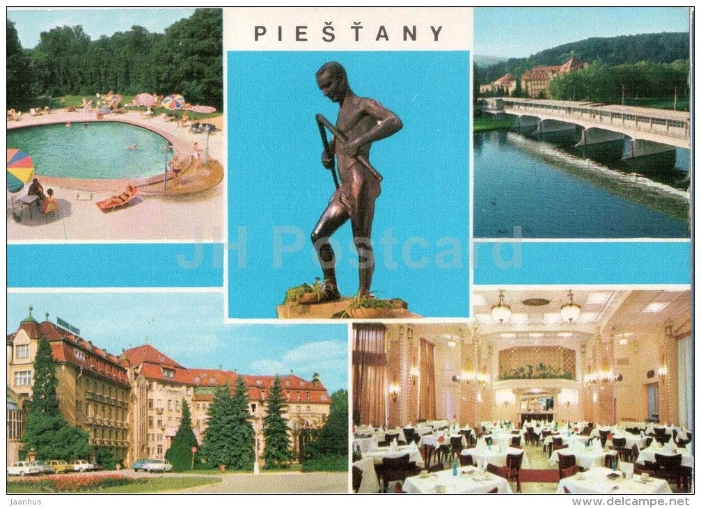 Piestany - spa Thermia Palace - colonnade bridge - Czechoslovakia - Slovakia - used 1973 - JH Postcards