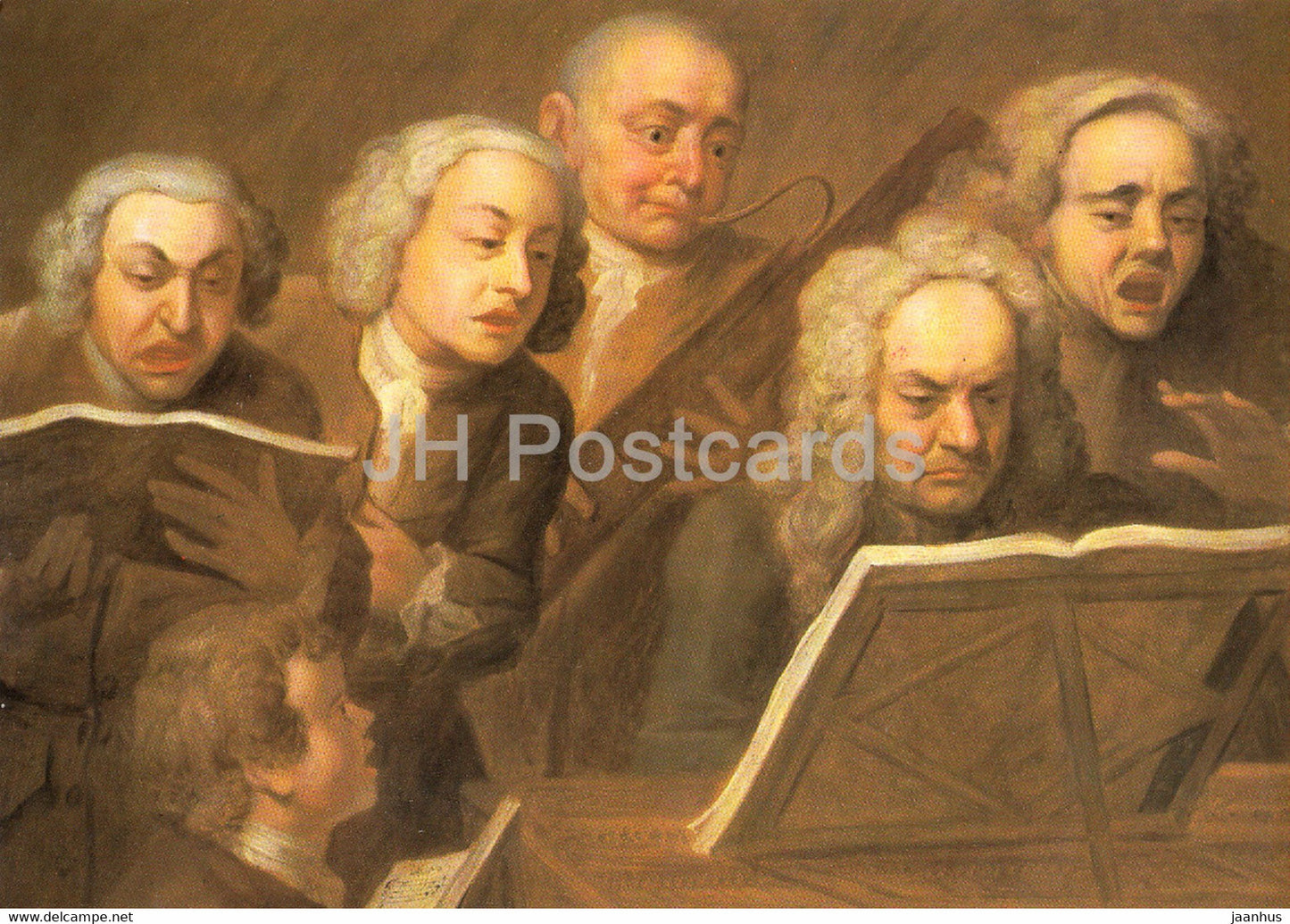painting by Unknown Artist - The Singing Party - English art - Germany - unused - JH Postcards