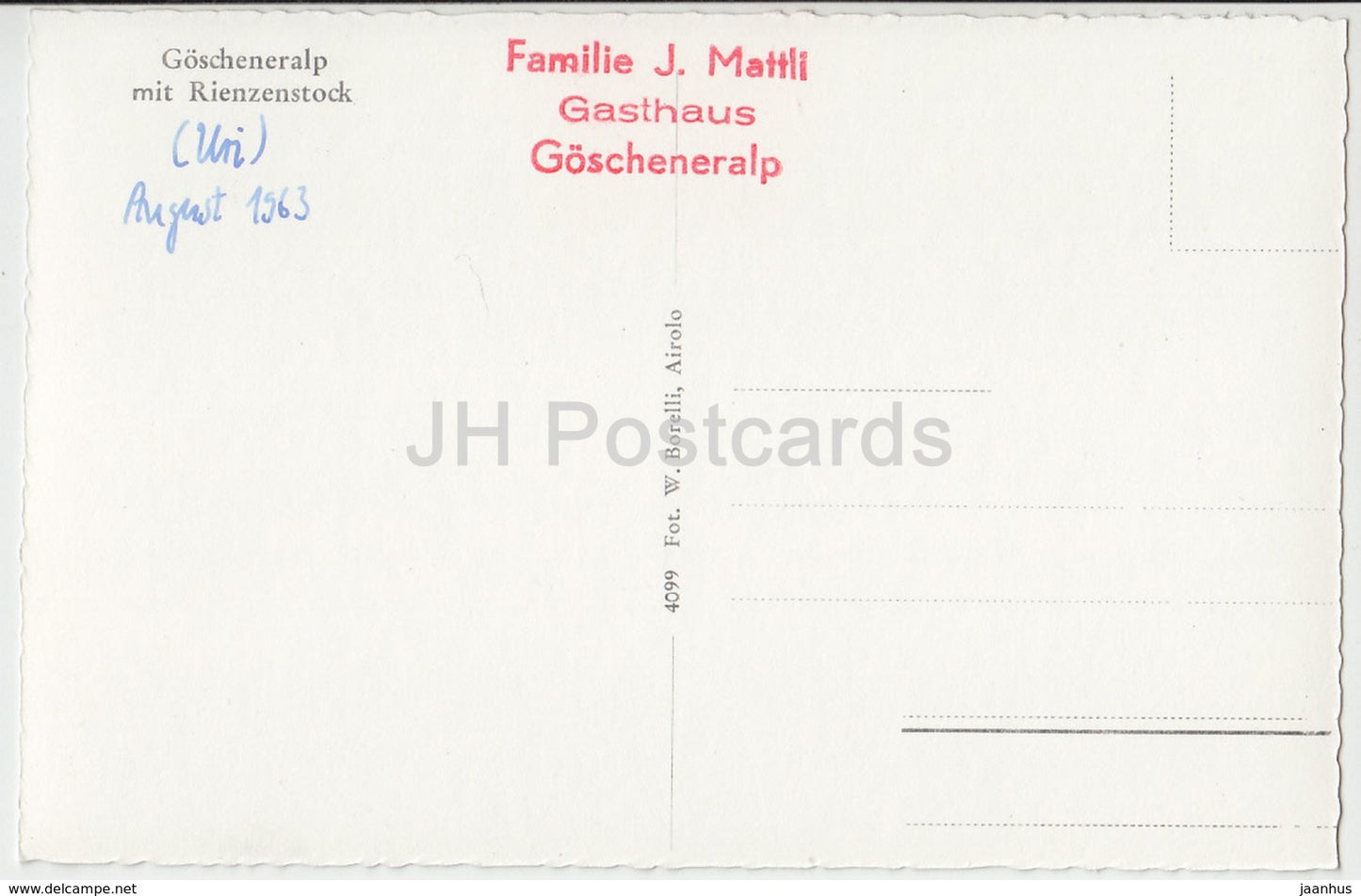 Goscheneralp mit Rienzenstock - 4099 - Switzerland - 1963 - used