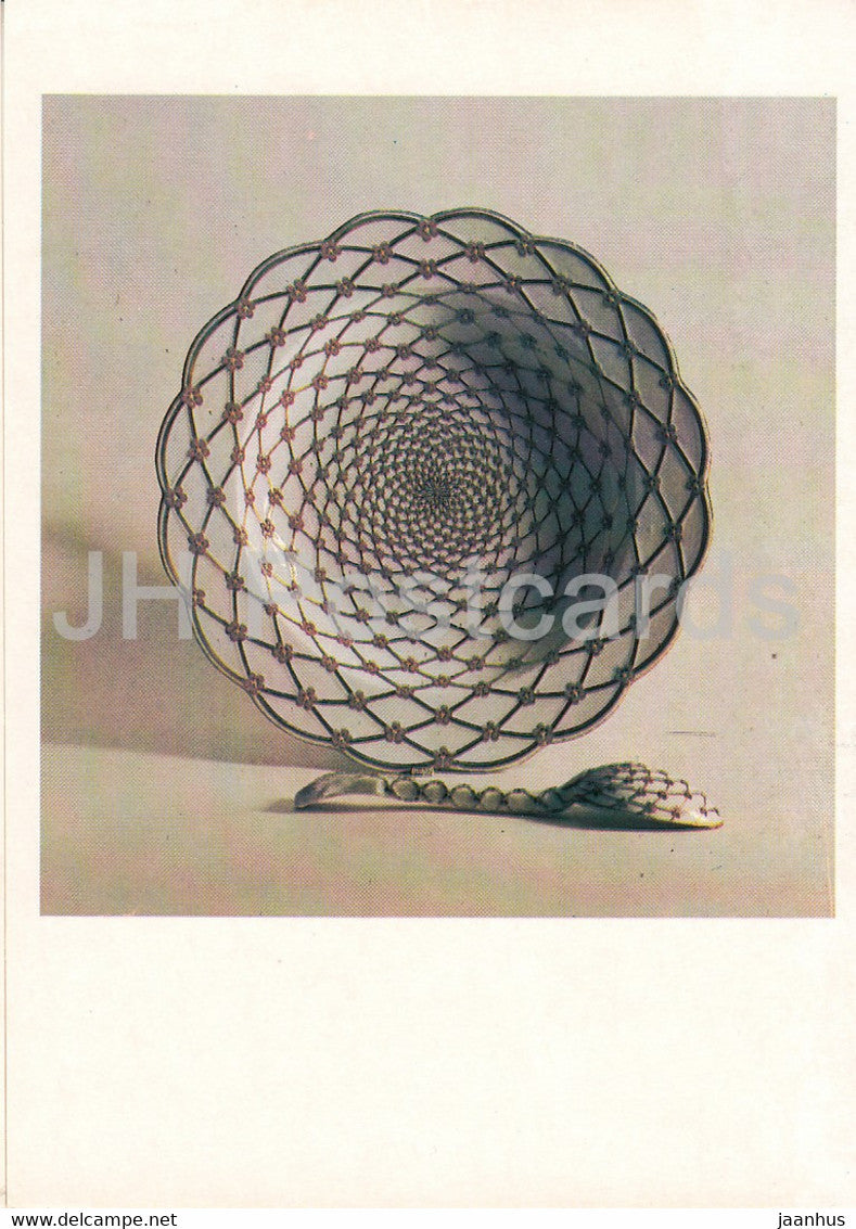 Plate and Spoon from service - Russian ceramics and porcelain - 1982 - Russia USSR - unused - JH Postcards