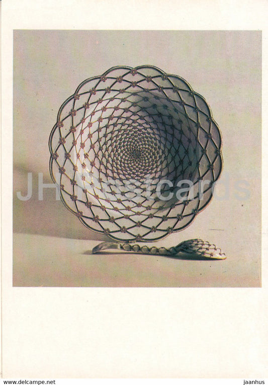 Plate and Spoon from service - Russian ceramics and porcelain - 1982 - Russia USSR - unused - JH Postcards