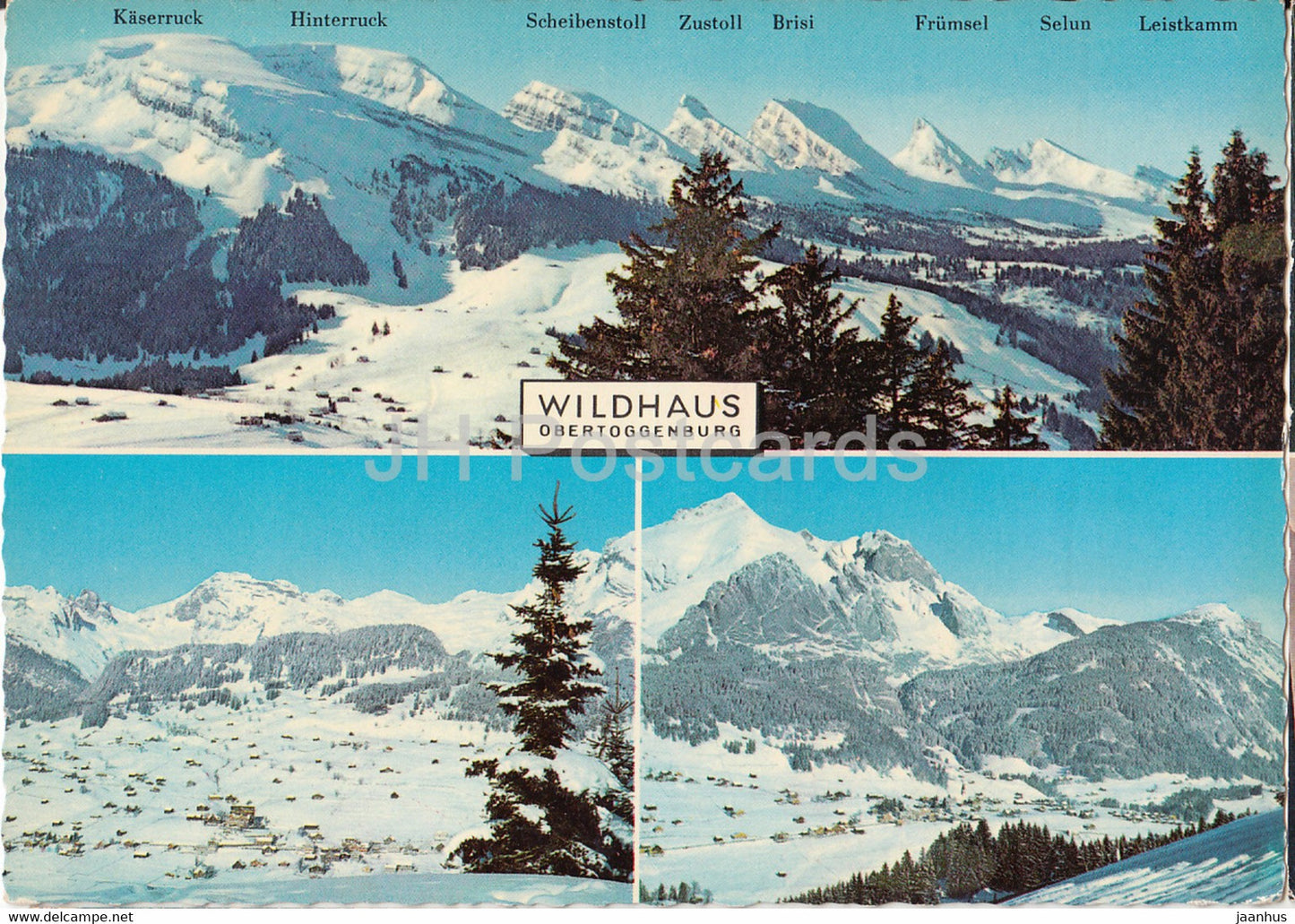 Wildhaus Obertoggenburg - Lisighaus 1100 m - Churfirsten - multiview - 1968 - Switzerland - used - JH Postcards