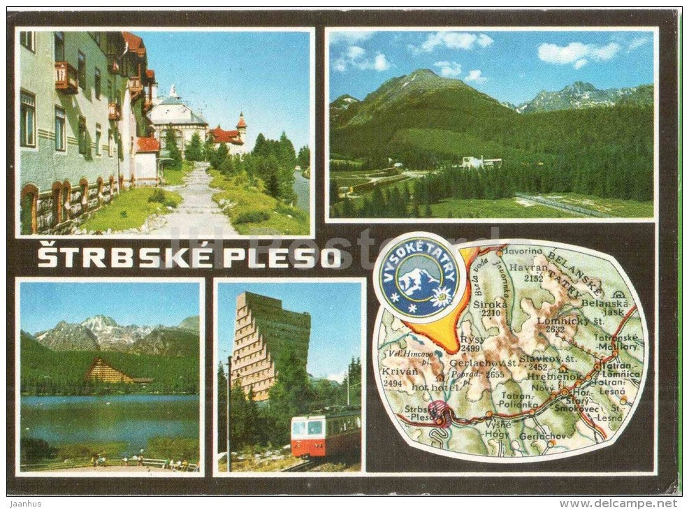 Strbske Pleso - hotel Patria - map - Vysoke Tatry - High Tatras - Czechoslovakia - Slovakia - used 1978 - JH Postcards