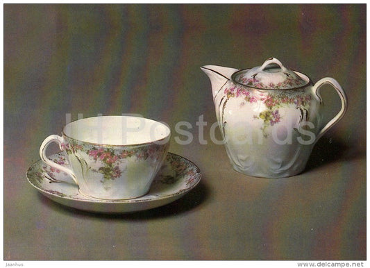 Cup and Saucer and Milk-Jug , Kuznetsov & Co. - Russian porcelain of 18.-19. century - 1984 - Russia USSR - unused - JH Postcards