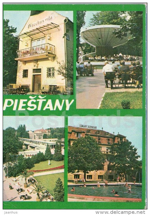 Piestany - Bacchus villa - Music pavilion - bridge of colonnade - spa - Czechoslovakia - Slovakia - used 1971 - JH Postcards