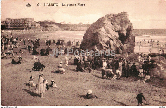 Biarritz - La Grande Plage - beach - 151 - old postcard - France - unused - JH Postcards