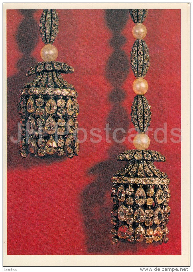 Tasselled Cords - brilliants , pearls , silver - Diamond Fund of Russia - 1981 - Russia USSR - unused - JH Postcards