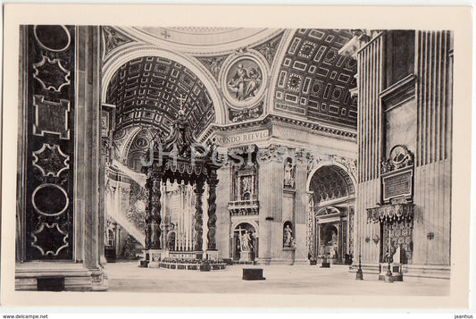 Roma - Rome - Basilica di S Pietro - Interno - cathedral - 4514-2 - old postcard - Italy - unused - JH Postcards