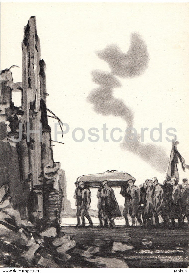 Fate of a Man by Mikhail Sholokhov - illustration by Kukryniksy - The Funeral - 1966 - Russia USSR - unused - JH Postcards