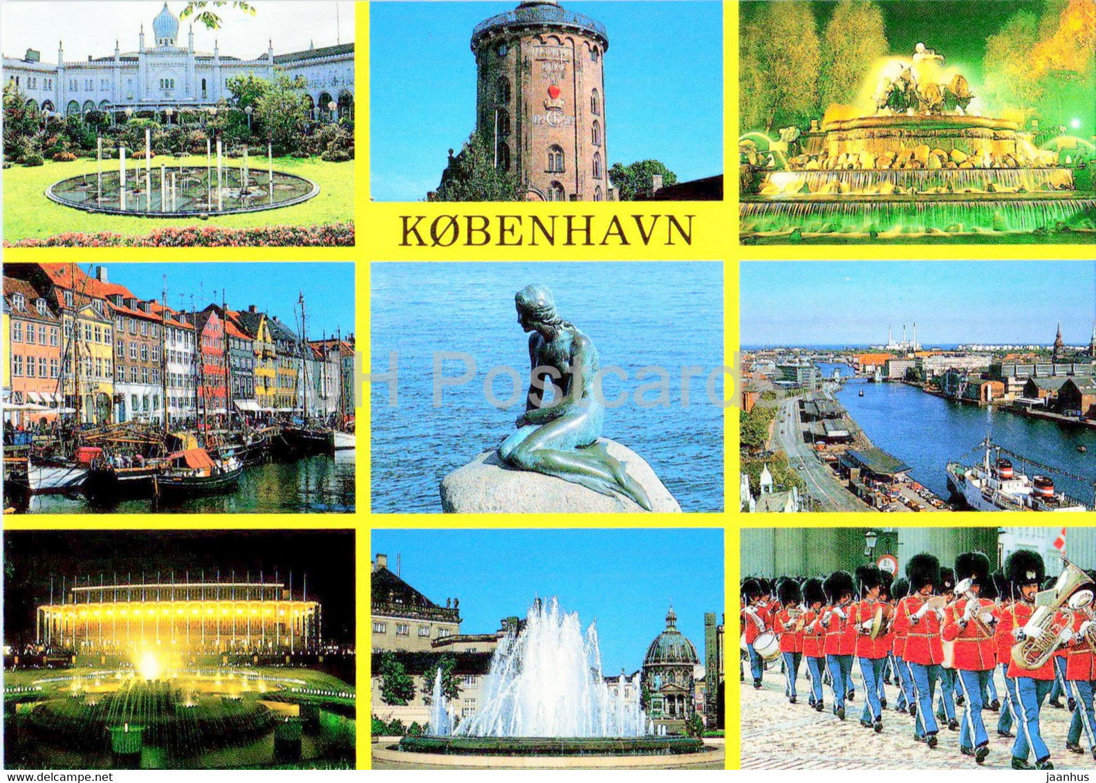 Copenhagen - Little Mermaid - Guard - boat - fountain - multiview - Denmark - unused - JH Postcards