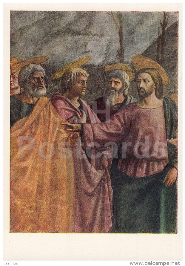 painting by Masaccio - A miracle with a denarius - Italian Art - 1964 - Russia USSR - unused - JH Postcards