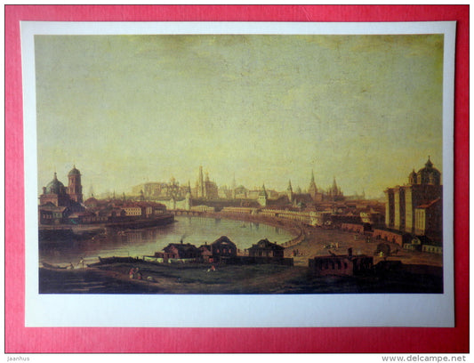 painting by M. Vorobyev - Moscow Kremlin from the bridge Ustyinsky , 1818 - russian art - unused - JH Postcards