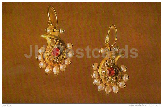 Earrings - gold - Russian and Soviet Jewellery - 1984 - Russia USSR - unused - JH Postcards