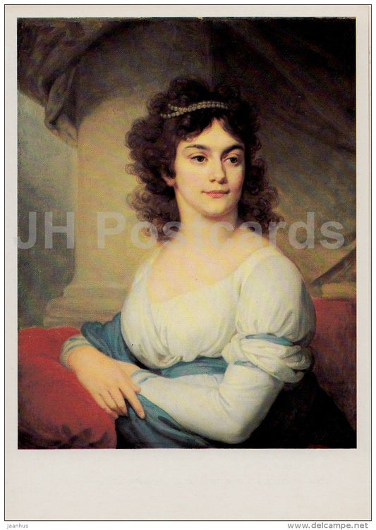 painting by V. Borovikovsky - Portrait of an unknown woman in a white dress - Russian art - 1988 - Russia USSR - unused - JH Postcards