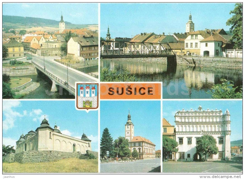 Susice - Klatovy district - bridge - monastery - architecture - town views - Czechoslovakia - Czech - unused - JH Postcards