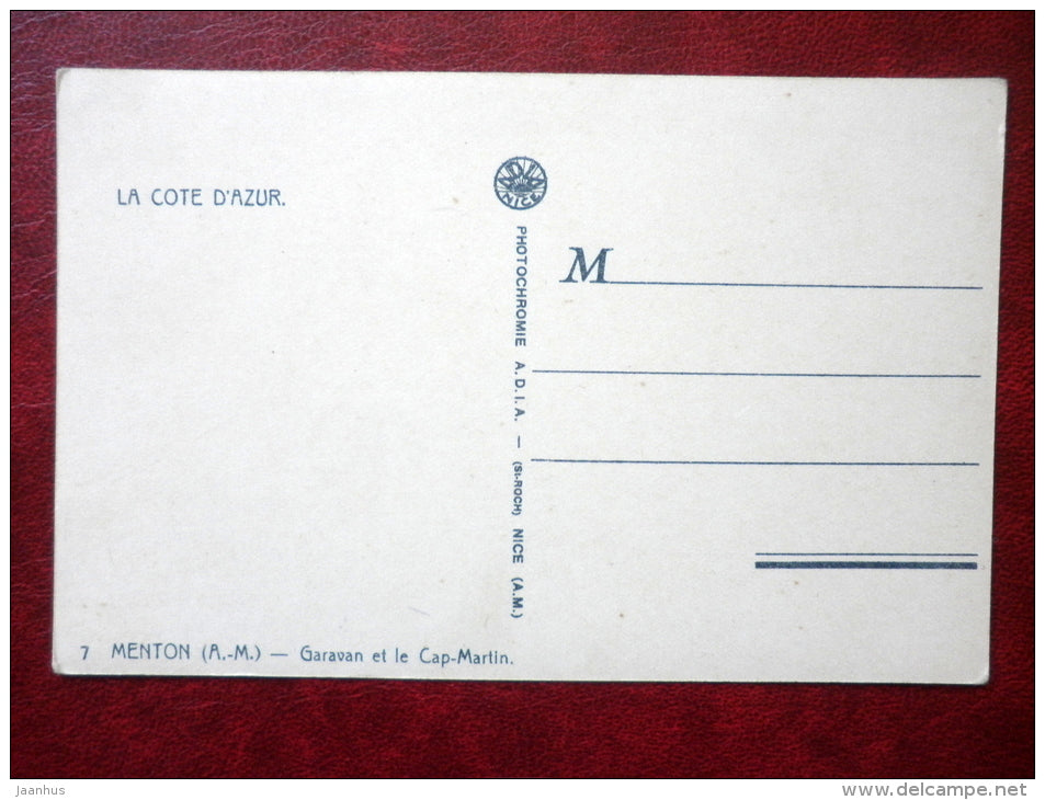 7 Menton - Garavan et le Cap-Martins - La Cote d´Azur - old postcard - France - unused - JH Postcards