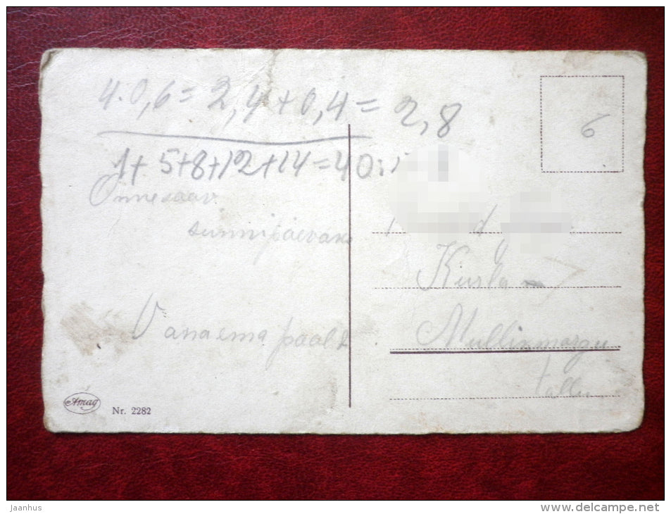 Birthday Greeting Card - boy and girl - gifts - 2282 Amag - 1920s-1930s - Estonia - used - JH Postcards