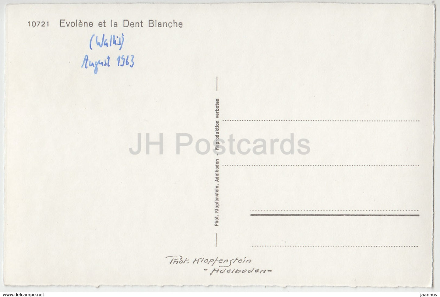 Evolene et la Dent Blanche – 10721 – Schweiz – 1963 – gebraucht
