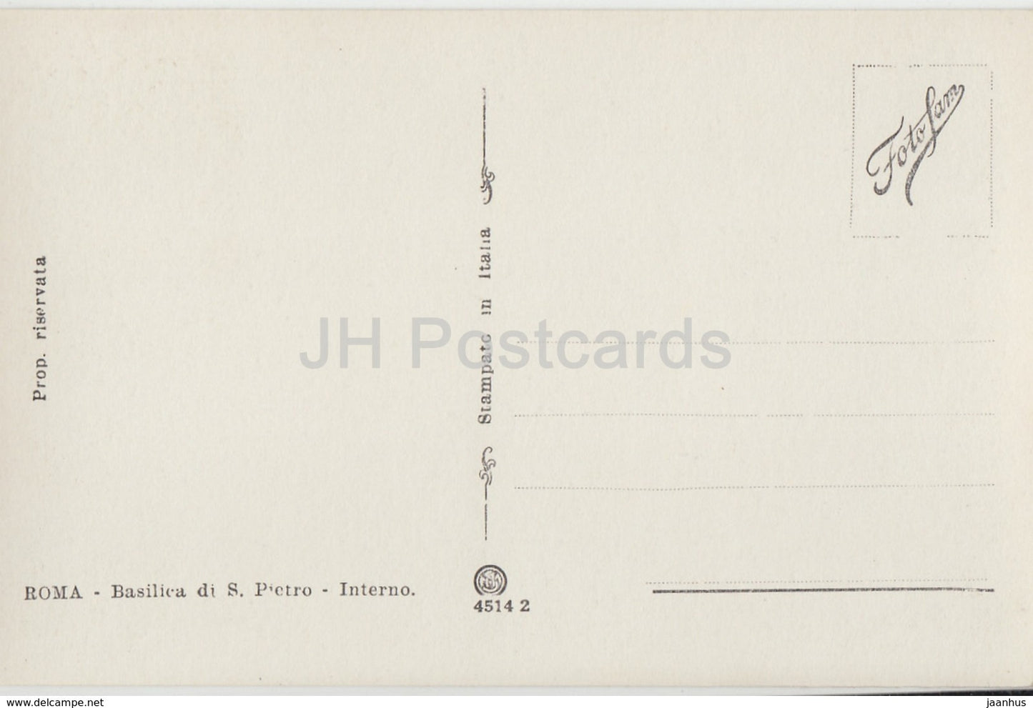 Roma - Rome - Basilica di S Pietro - Interno - cathedral - 4514-2 - old postcard - Italy - unused