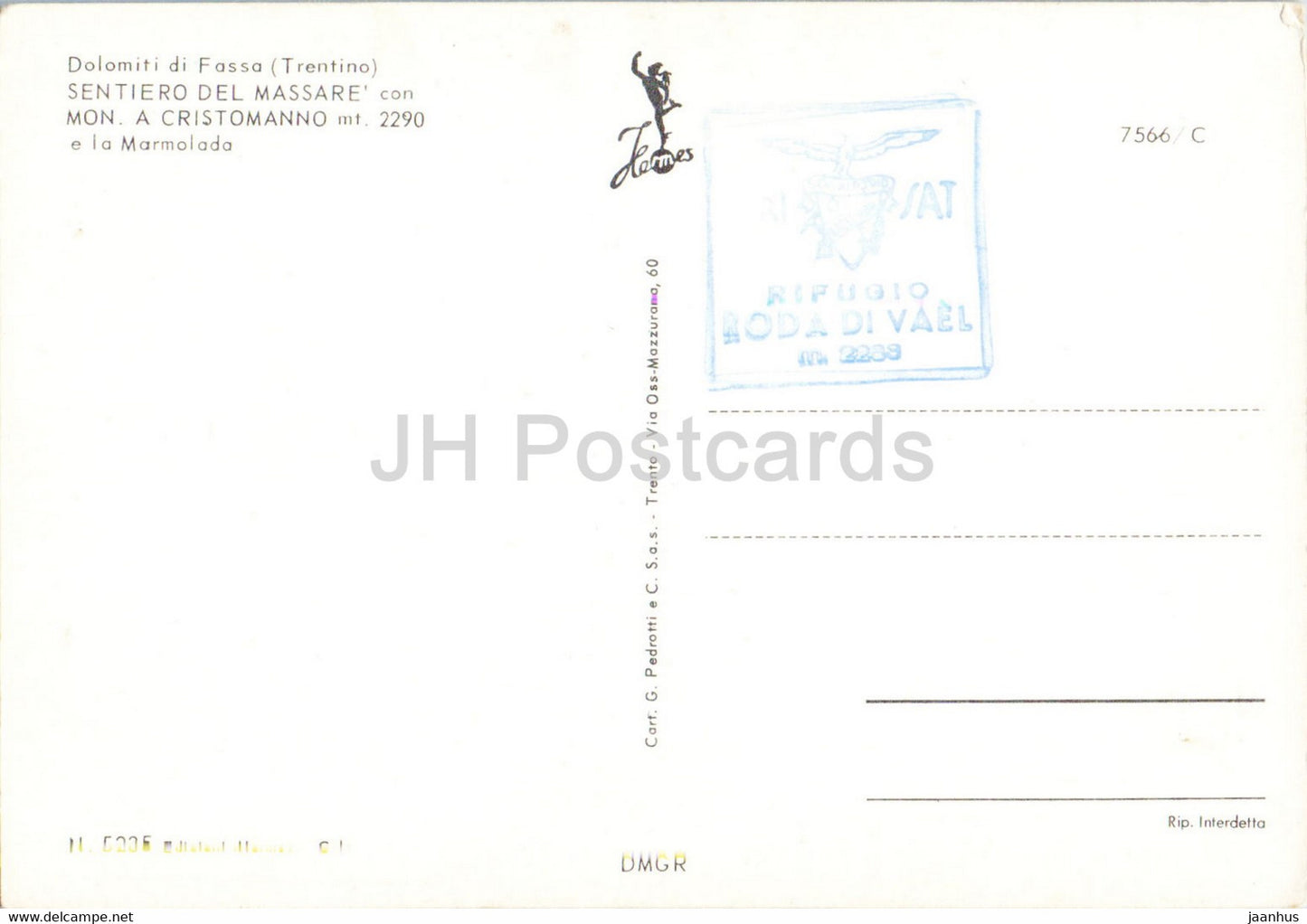 Dolomiti di Fassa - Sentiero del Massare - A. Cristomanno - Marmolada - Italy - unused
